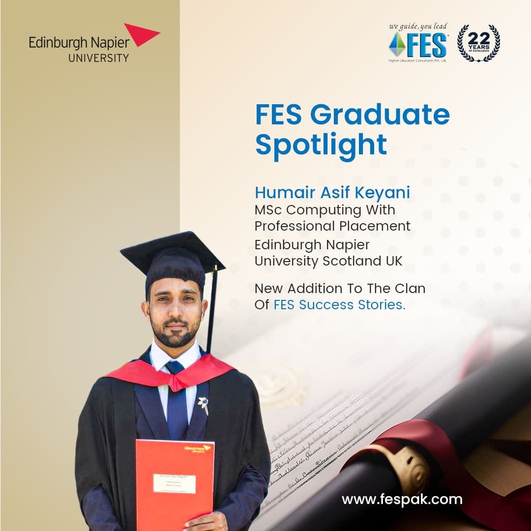 Graduation: Humair Asif Keyani — MSc Computing with Professional Placement, Edinburgh Napier University, United Kingdom.