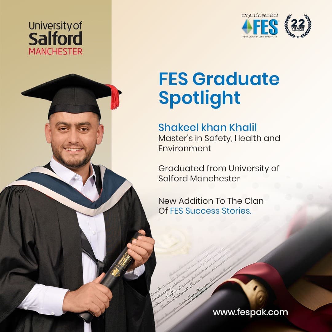 Graduation: Shakeel Khan Khalil — Master’s in Safety, Health and Environment, University of Salford, United Kingdom.
